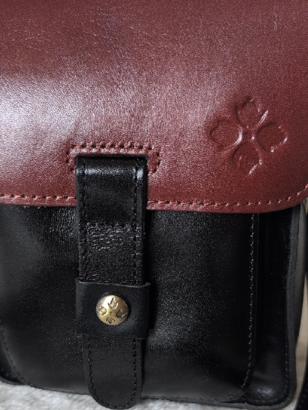 Patricia Nash Leather Two-Tone Crossbody Bag - Black & Brown - Picture 3 of 7